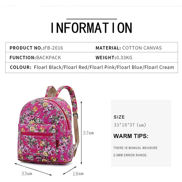 Bravo Floral 14 Inch School Backpack Beautiful All Purpose Casual Daypack Floral Pink