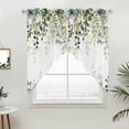 thumbnail image 2 of Swag Valance Curtains for Windows, Sage Green Eucalyptus Leaves Light Filtering Kitchen Curtains with Rod Pocket, Spring Botanical Floral Window Treatment Valances for Living Room, 36x45 - 2 PCS, 2 of 9