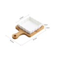 thumbnail image 2 of Ceramic Baking Pan Cheese Baked Rice Home Baking Plate with Wooden Mat Scald Proof Handle, 2 of 4