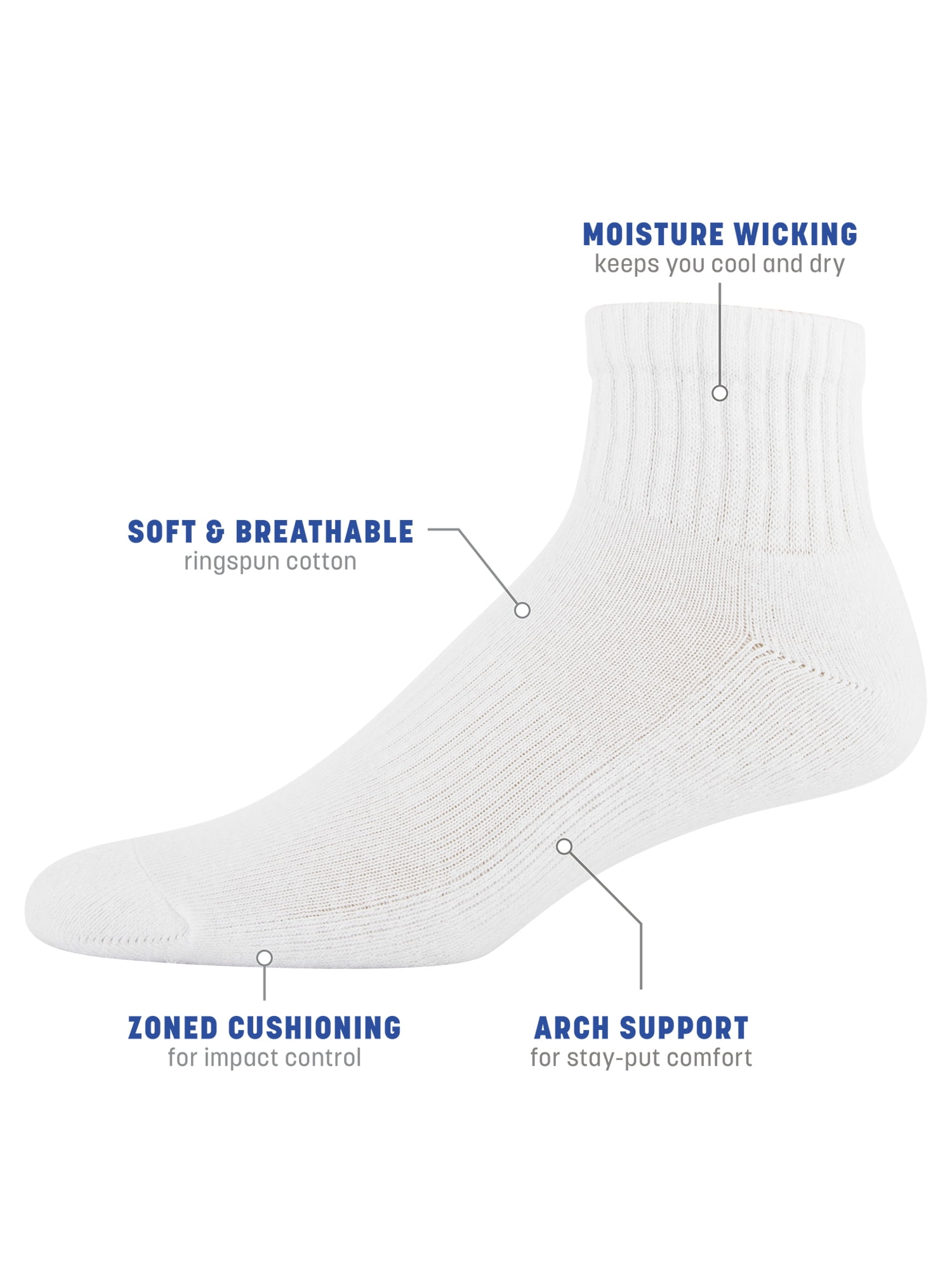 Gildan Men's Active Cotton Ankle Socks, 10 Pairs