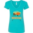 thumbnail image 3 of Inktastic Montana Buffalo Silhouette Women's V-Neck T-Shirt, 3 of 5