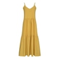 thumbnail image 4 of LEAVINGSUO Summer Dresses for Women 2024 Women's Fashion Sexy Vintage V Neck Sleeveless Solid Beach Party Dresses, 4 of 6
