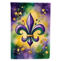 Fleur de lis Mardi Gras House Flag 28 in x 40 in