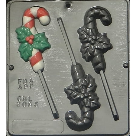 2093 candy cane with holly lollipop chocolate candy mold christmas lollipop mold