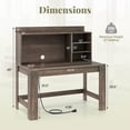 thumbnail image 3 of Costway Computer Desk with Hutch 2 Power Outlets USB & Type-c charging Ports 3 Shelves Gray oak, 3 of 10