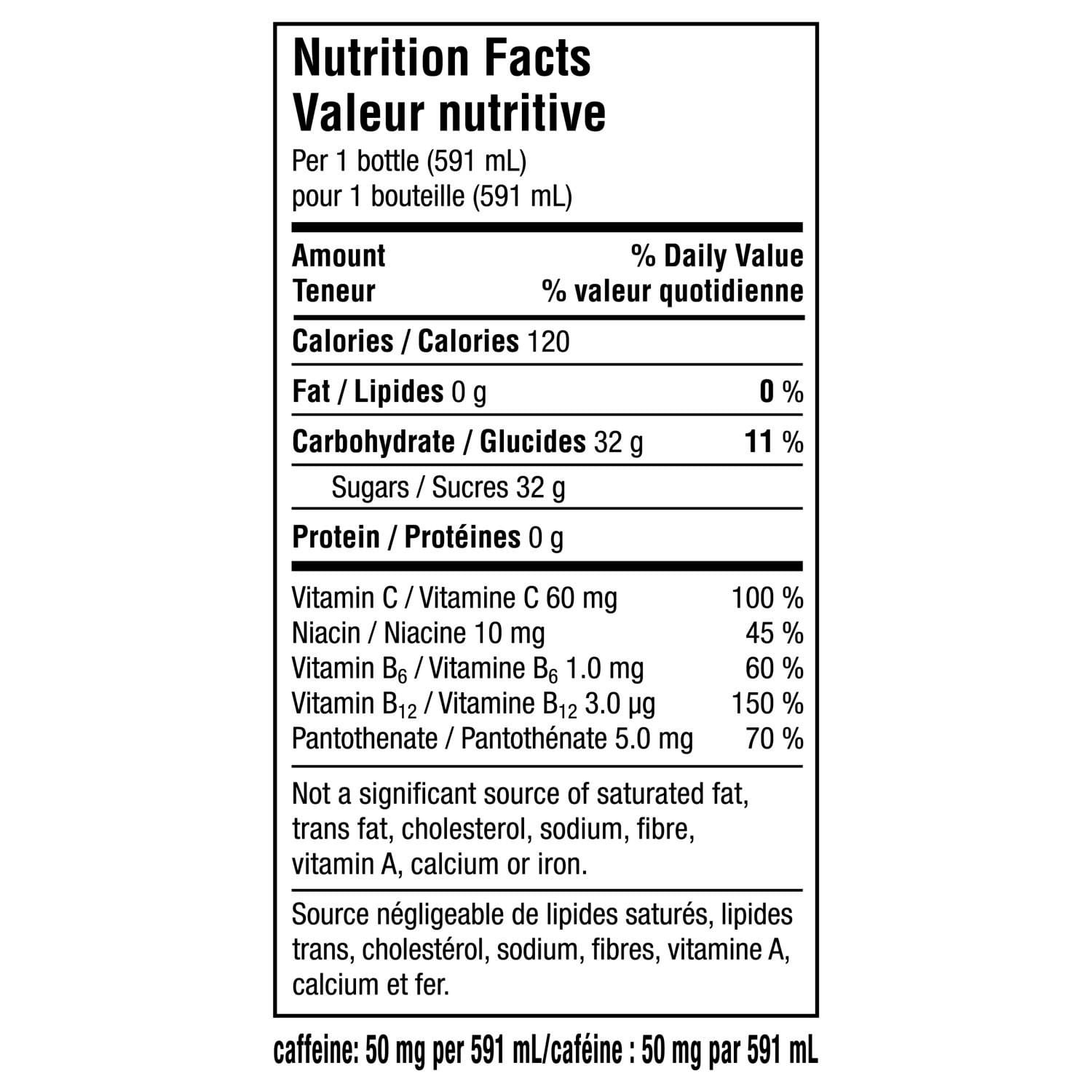 glacéau vitaminwater énergie agrumes tropicaux, bouteille de 591 mL