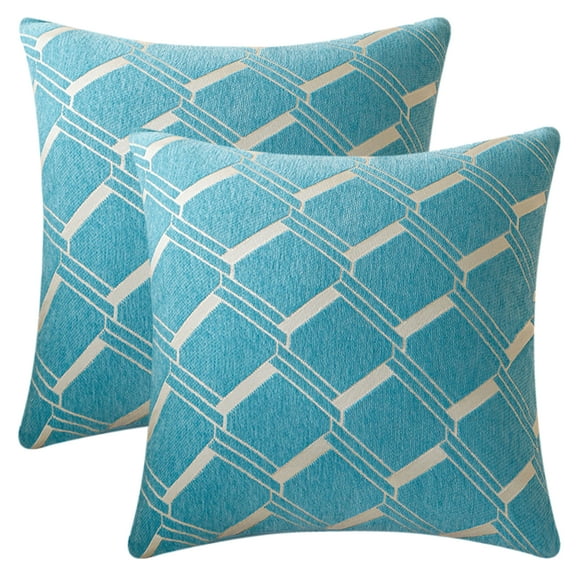 REGALWOVEN 2 Packs Geometric Decorative Throw Pillow Cover Modern Cushion Cases Gifts for Home Decoration Blue 18" x 18"