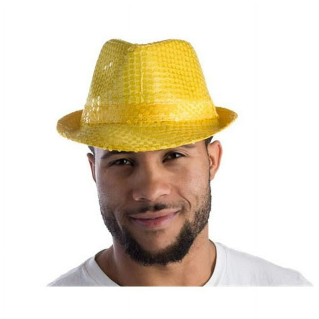 Dress Up America 915 Sequined Fedora Hat, Yellow