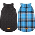 thumbnail image 2 of Kuoser Abrigo cálido para perros, chaqueta reversible para perros, impermeable, abrigo de invierno para perros, estilo británico, ropa para perros a cuadros, abrigos para clima frío, chaqueta de nieve, 2 of 3