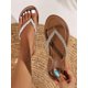 thumbnail image 1 of Women Comfortable Rhinestone Decor Toe Post Flat Sandals, Summer Faux Suede Thong Sandals, 1 of 5