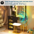 thumbnail image 4 of HNEBC RGB Makeup Vanity Cabinet Stool Table Set Black, 4 of 8