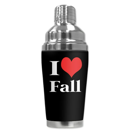 

Mugzie brand 16-Ounce Cocktail Shaker with Insulated Wetsuit Cover - I Heart Fall