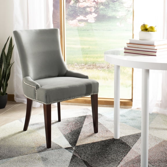 SAFAVIEH Becca 19''H Leather Side Chair Silver Nail Head Seamist