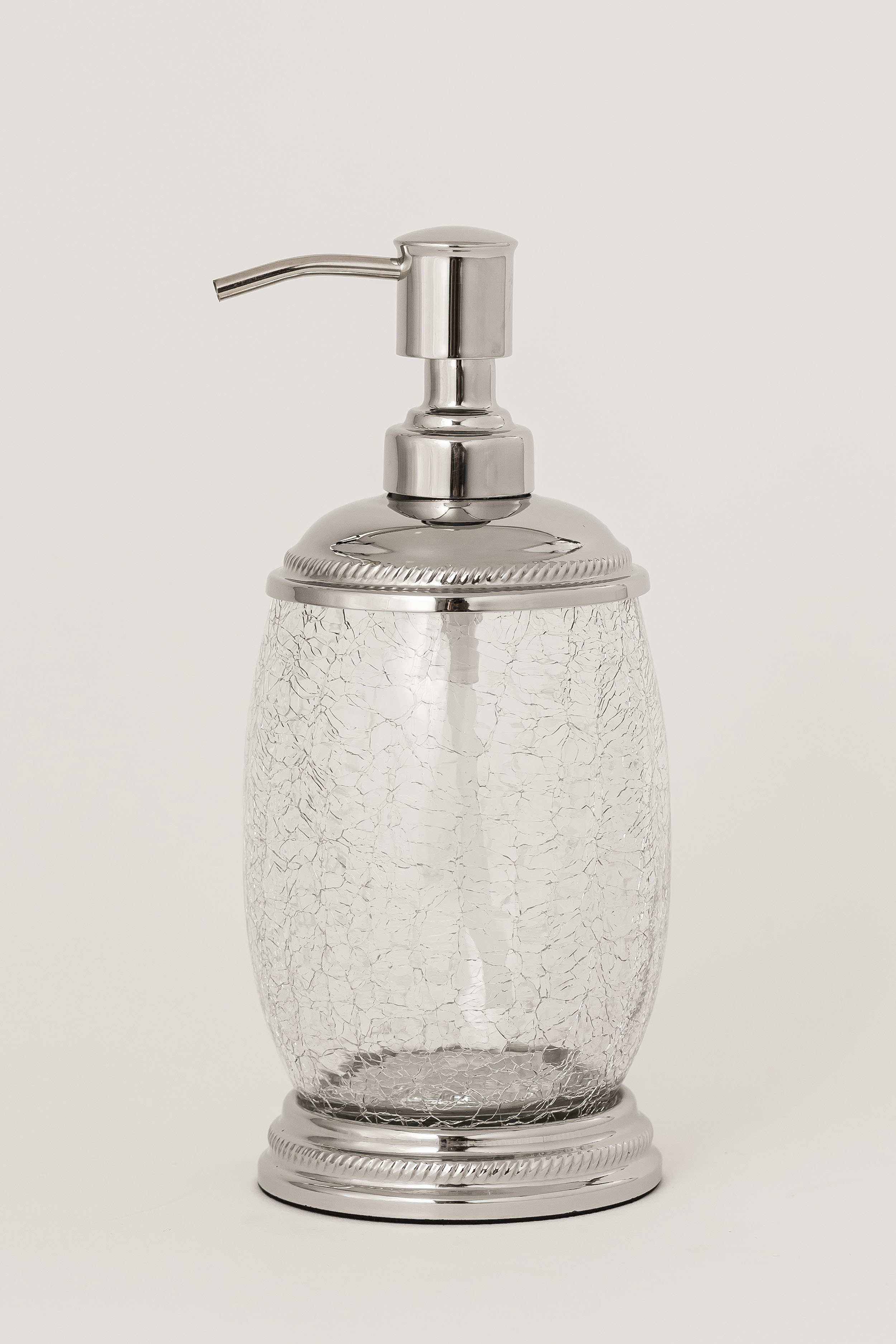 Empire Hotel Clear Crackle Glass Lotion Dispenser With Chrome Finish