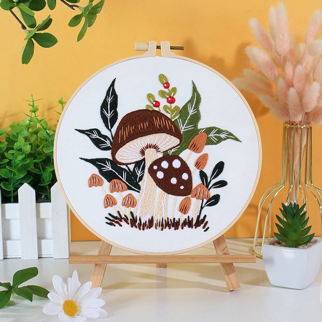 Paquete de material de bricolaje para bordado hecho a mano, bordado de setas, caracol, flor, dibujos animados
