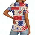 thumbnail image 7 of LWavelet Fourth of July Shirts for Women Short Sleeve Tops V-Neck Casual Patriotic Fireworks Star Graphic Tee Red L, 7 of 7