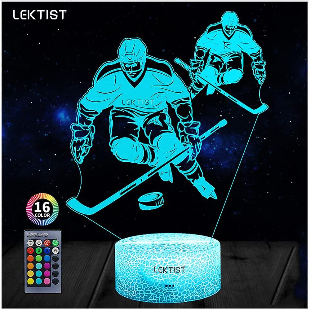 Shxx Hockey Sports 3d Illusion Lamp 16 Color Changing Hockey Desk Lamp