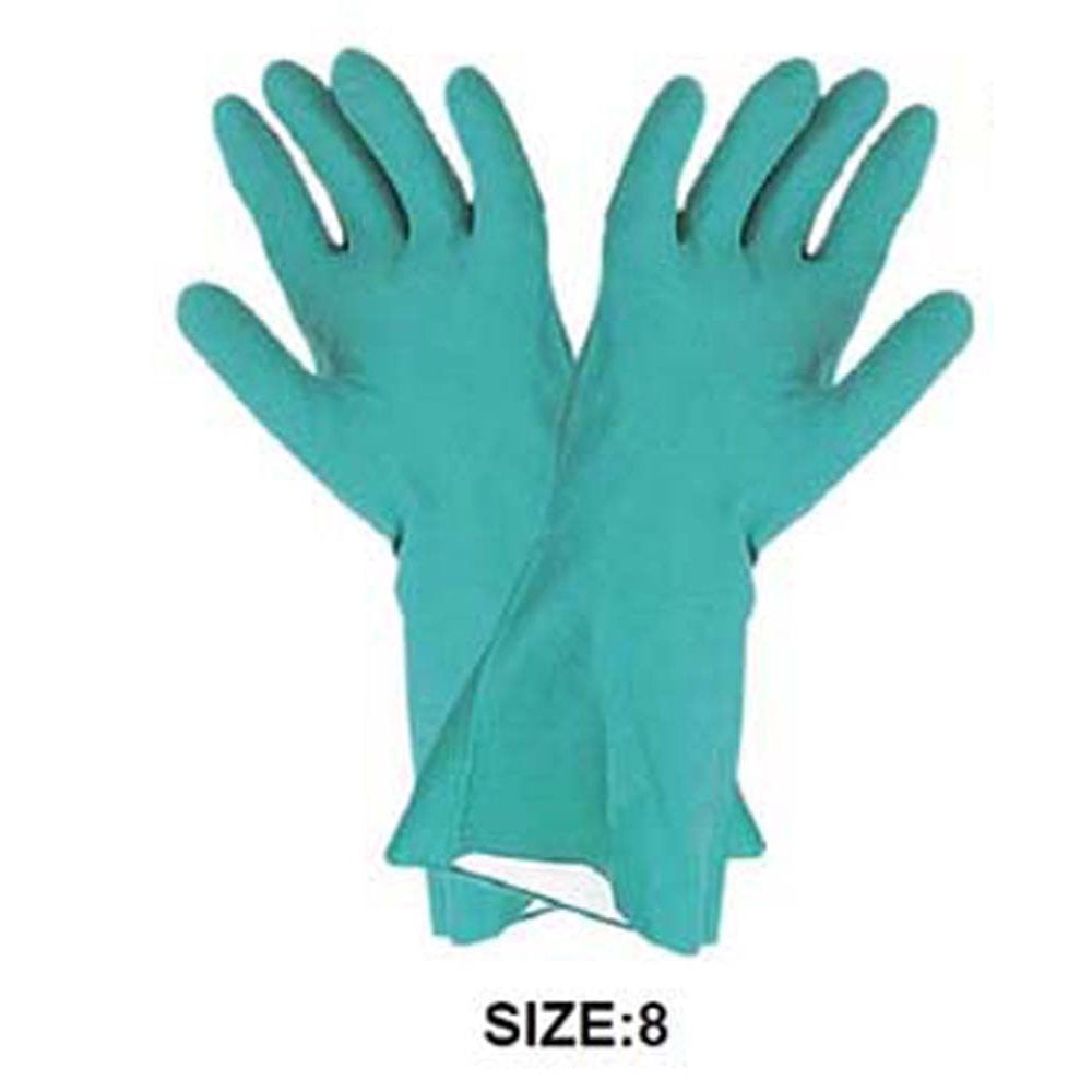 13 Inch Green Nitrile 15mil Seamless Rubber Gloves with Straight Cuff