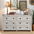 thumbnail image 3 of OKD Farmhouse 6 Drawers Dresser Chests for Bedroom, Wood Rustic Tall Chest of Drawers, Antique Brush White, 3 of 6