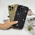 thumbnail image 2 of Compatible with iPhone 13 Pro Max Bling Case Luxury Shiny Plating Cute Glitter Cover Shockproof Camera Protection Case Cover for iPhone 13 Pro Max Women Girls-Elegant Black, 2 of 13