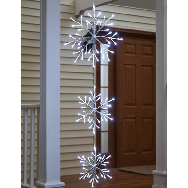 Lighted Snowflake Hanger With Timer Outdoor Christmas Decor Walmart Com Walmart Com