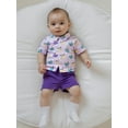 thumbnail image 2 of BemeyourBBs Toddler Baby Boys Mardi Gras Outfits Spring Summer Carnival Clothes Short Sleeve Button Down Collar Printed Shirt Shorts Set, 2 of 9