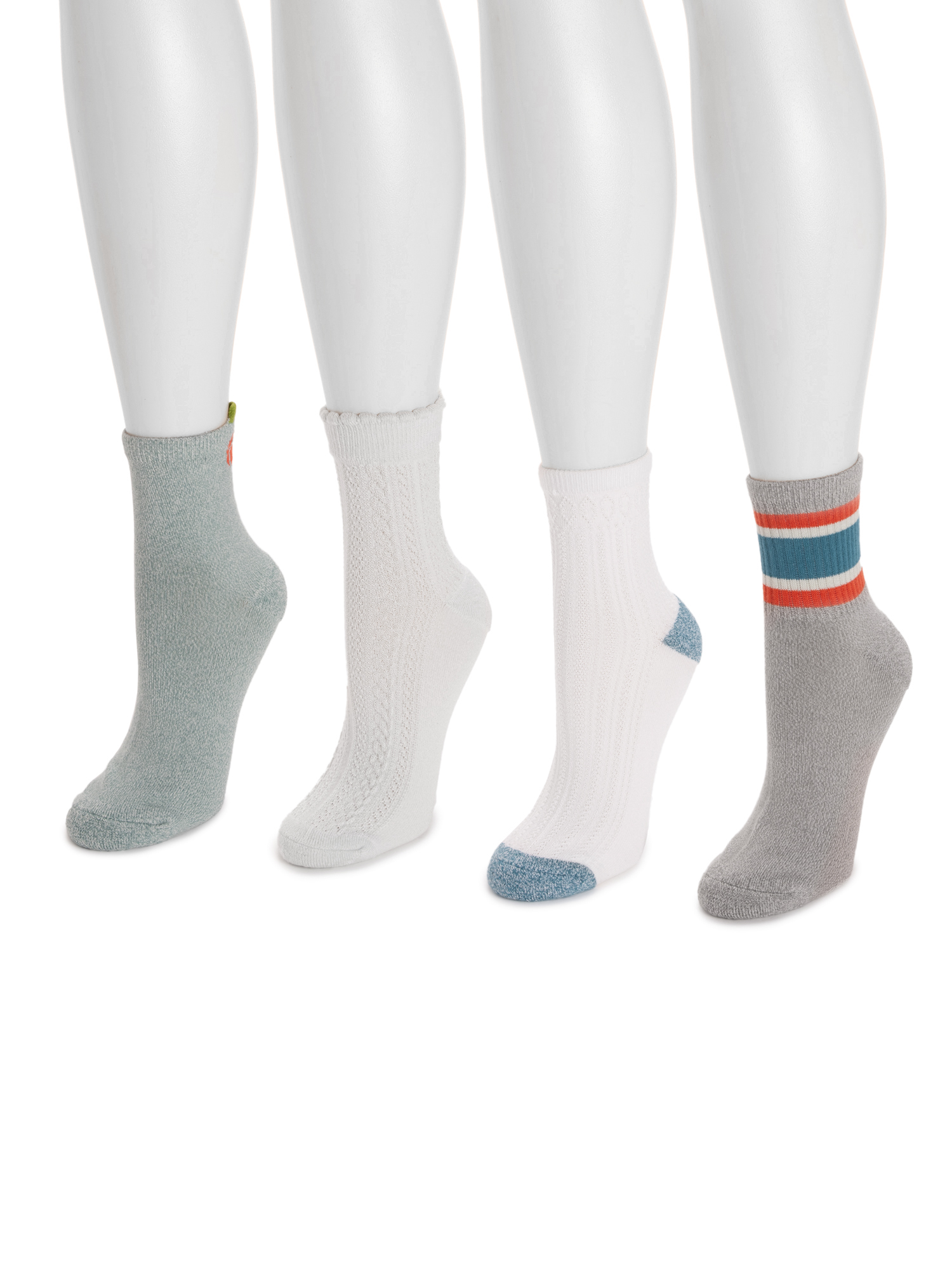 MUK LUKS Women's Dream Step Quarter Crew Socks, 4 Pair Pack