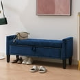 thumbnail image 3 of Foredo Contemporary Upholstered Storage Ottoman Bench with Arms, Button Tufted Ottoman with Storage,Velvet Storage Bench for Bedroom, Entryway, Living room, Blue, 3 of 8