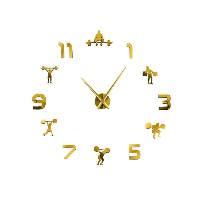 DPTALR Large Fitness Wall Clock Diy Acrylic Clock Living Room Background Wall