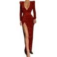 thumbnail image 1 of Ketyyh-chn99 Robes de Cocktail pour Femmes Robe de Mariage Col en V Robe de Soirée Unie Robe Formelle Élégante Robe Florale Invité de Mariage Rouge,2TG, 1 of 4
