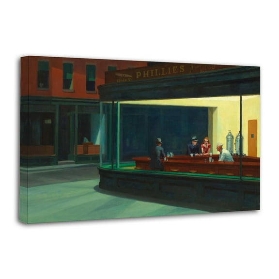 Nighthawks by Edward Hoppers Chicago Wall Art Poster Gifts Bedroom Prints Home Decor Hanging Picture Canvas Painting Posters 12x18inch(30x45cm)