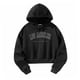 thumbnail image 1 of Sudadera con Capucha Recortada para Mujer, Sudadera con Capucha, Ropa para Mujer, Sudadera con Capucha con cordón Simple Negra, Jersey para Fiesta de SG, 1 of 10