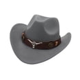 thumbnail image 4 of Sombrero de vaquero de moda para vestir, accesorios de fotos portátiles, decoración clásica, ala ancha para Gris, 4 of 9