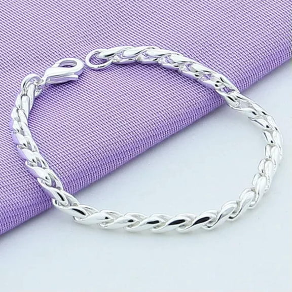 HOOUN 925 Sterling Silver Filled Twisted Rope Chain Bracelet Women Men Jewelry Gift