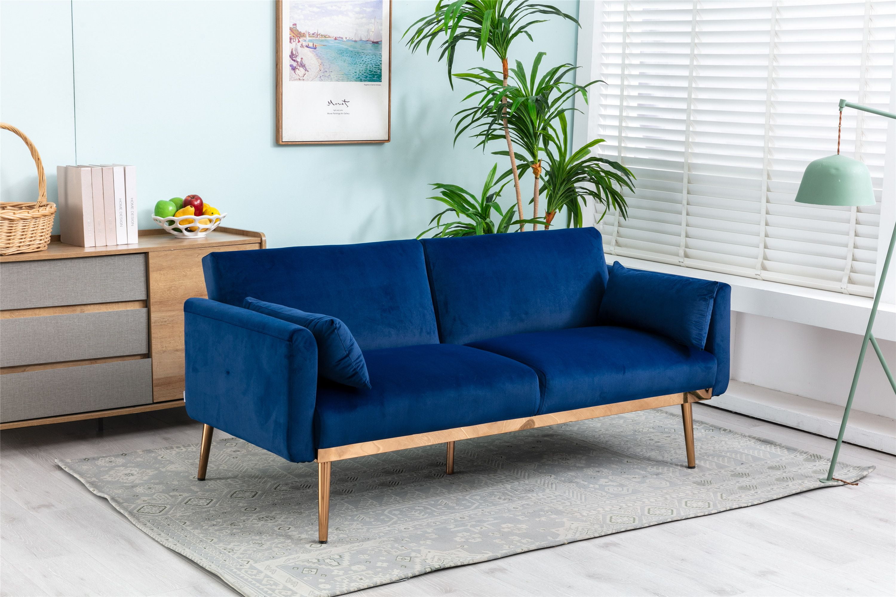 Convertible Sofa Bed for Living Room, Midcentury Modern Upholstered