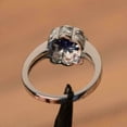thumbnail image 4 of Lakshya Jewel LLC Lab Created Blue Sapphire Women Flower Halo Ring 14K White Gold Plated Silver, 4 of 4