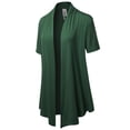 thumbnail image 1 of FashionOutfit Women's Solid Jersey Knit Draped Open Front Short Sleeves Cardigan, 1 of 4