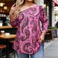 thumbnail image 1 of TaTaai Printed Blouse Elegant Flowy Women's Plus Size Fashion Off-Shoulder 3/4 Sleeve All Season Casual Semi-Formal Top Gift, 1 of 6