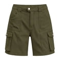 thumbnail image 5 of ClodeEU Women's Stretch Waist Cargo Shorts with Button Pockets ,Solid Color Casual Work Shorts Army Green,Women's Plus L, 5 of 5