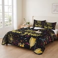 thumbnail image 2 of King Quilt Set 96''x106'', Happy New Year Lightweight Summer Bedspread Coverlet Set with 2 Pillow Shams, Colorful Modern Abstract Art Breathable All Season Quilt Bedding for Bedroom/Guest Room, 2 of 9