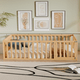 thumbnail image 2 of DreamBuck Twin Size Floor Bed Frame with Fence and Door, Wood Montessori Bed with Safety Guardrails, Floor Bed Frame for, Boys, Girls, No Box Spring Needed,Natural(No Bed Slats), 2 of 8