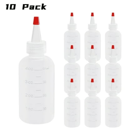 WuPing 10 Pack Condiment Dispenser Bottles 4 Ounce Plastic Squeeze Bottles with Lids Ideal for Salad Dressing, Ketchup, Soy Sauce