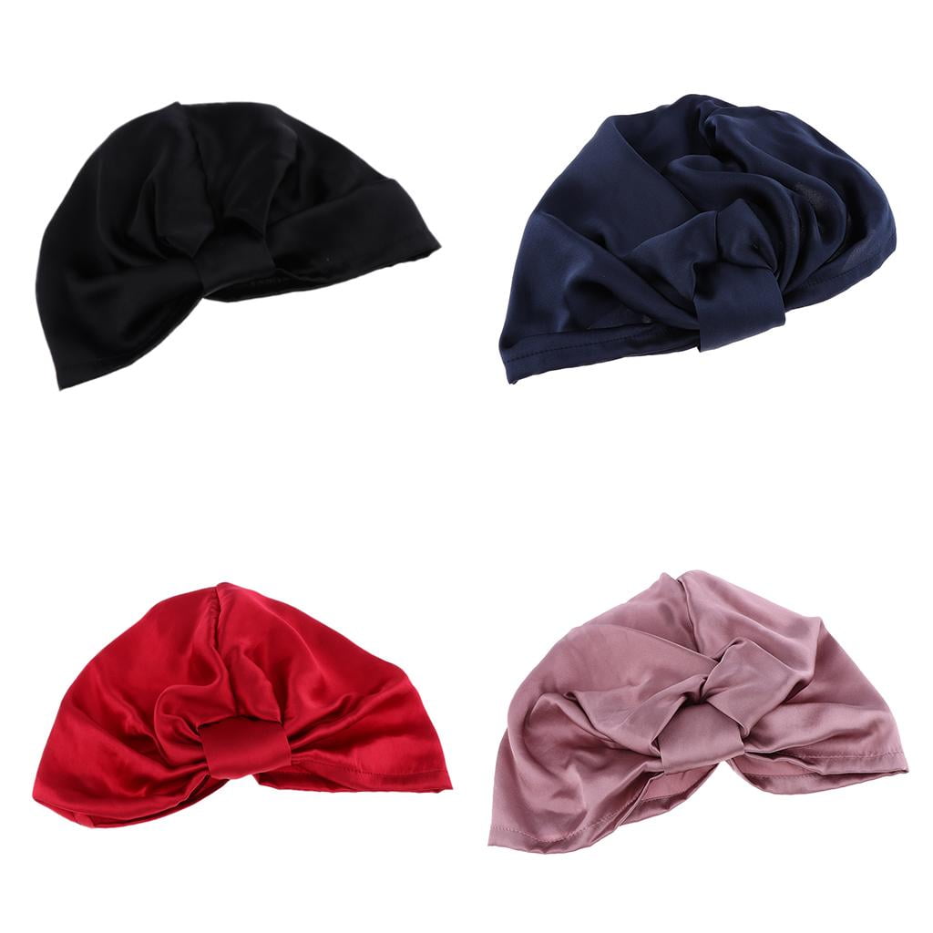 FVDPWYE Silk Sleeping Cap Sleep Hat Night Hair Styling Care Bonnet Head Wrap Black