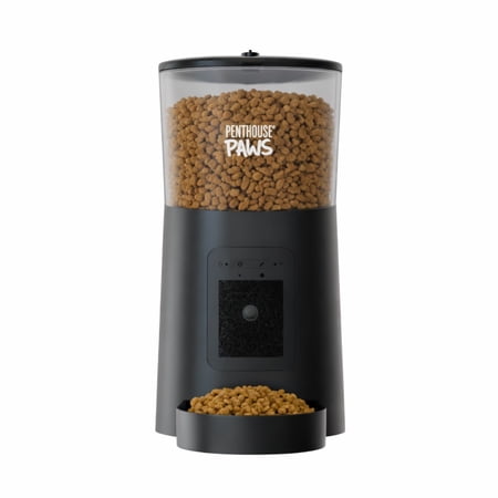 Penthouse Paws Smart HD Automatic Pet Feeder 6L Dry Food Capacity 1080p Camera 2-Way Audio Scheduled Meals Backup Power Easy to clean Anti-Jam Design for Cat & Dog Black