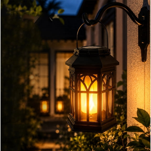 OANLKGI Solar Lanterns Outdoor Waterproof, Upgraded Flickering Flame Hanging Solar Lights for Outside Decorative, Hanging Solar Powered Lanterns Lighting for Garden Patio Table Porch Decor Gifts