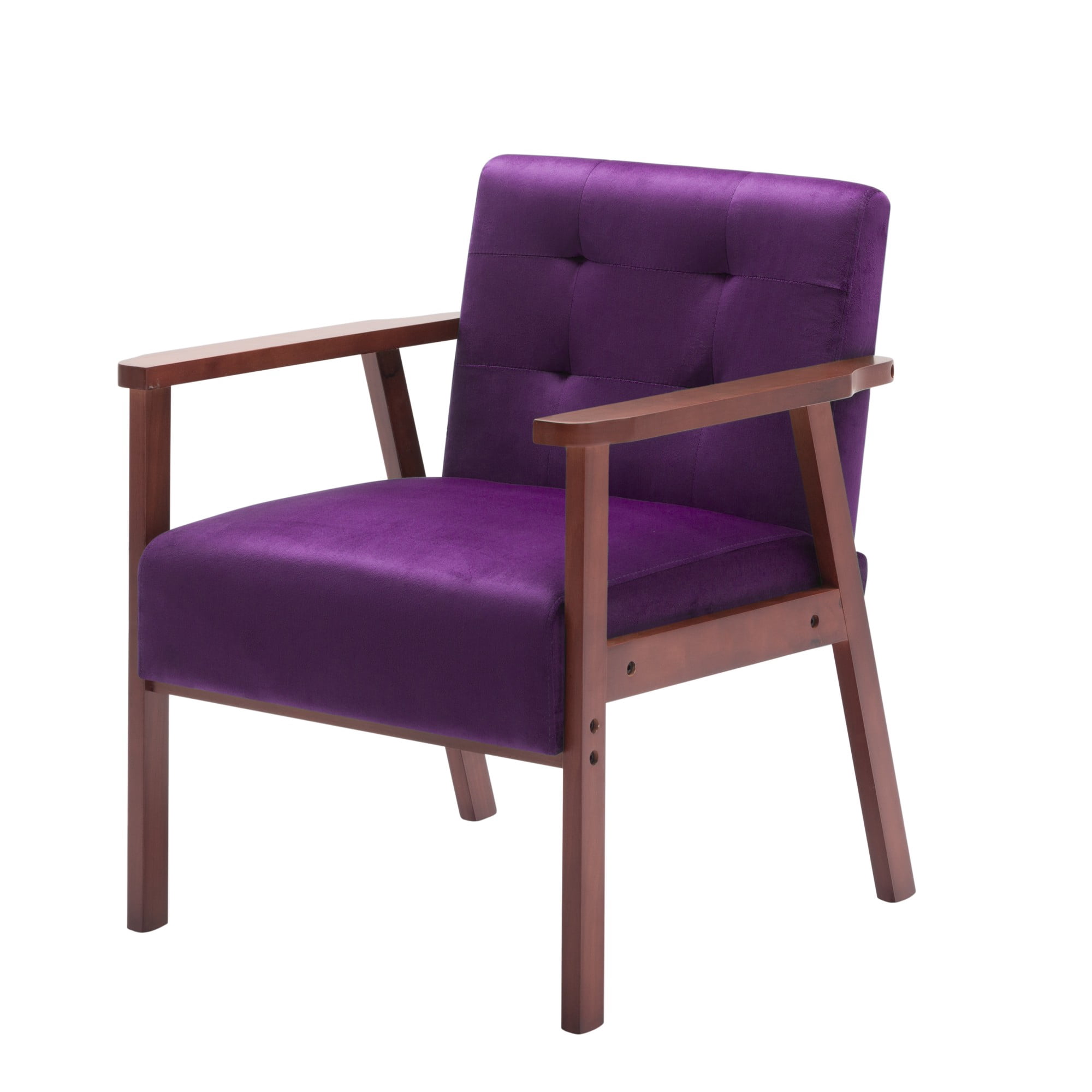 Gewnee 25.39 inch Wood Frame Upholstered Armchair,High Density Sponge Seat Cushion with Anti-Slip Foot Pads,Suitable for Living Room,Bedroom and Office.Purple