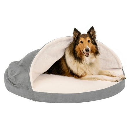 UPC: 0842229117059 | FurHaven Pet Products | Cooling Gel Faux Sheepskin Snuggery Pet Bed for Dogs & Cats – Gray 44