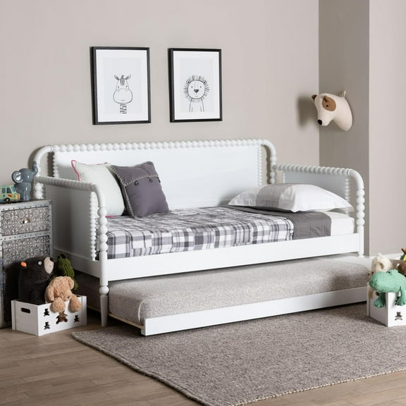 Baxton Studio Lucera Traditional Daybed with Trundle, Twin, White