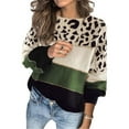 thumbnail image 2 of Gvmfive Women Color Block Leopard Print Drop Shoulder Long Sleeve Casual Loose Sweater, 2 of 4