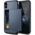 thumbnail image 1 of For Apple iPhone XS Blue Shockproof Card Slot Wallet Heavy Duty Case Tough 360 Cover Case, 1 of 5